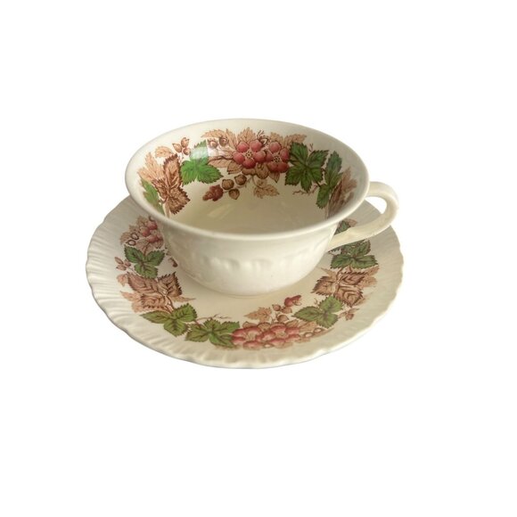 Wedgwood Cup & Saucer Set Wildbriar Pattern Etruria & Barlaston Brown Pink - Picture 1 of 9